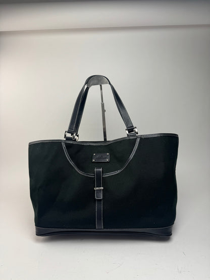Sac cabas vintage en toile et cuir Courreges noir