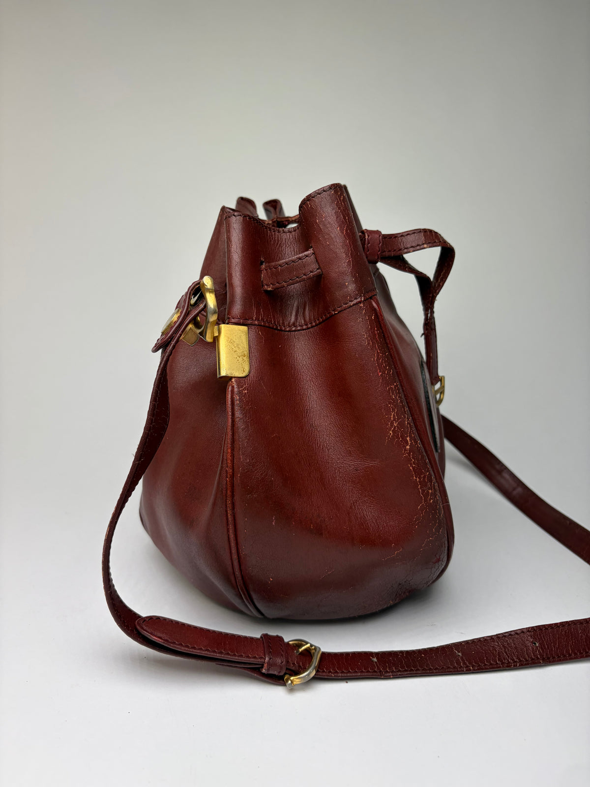 Vintage Cartier Must de Cartier Seau Drawstring Bag c. Late 1980s Burgundy