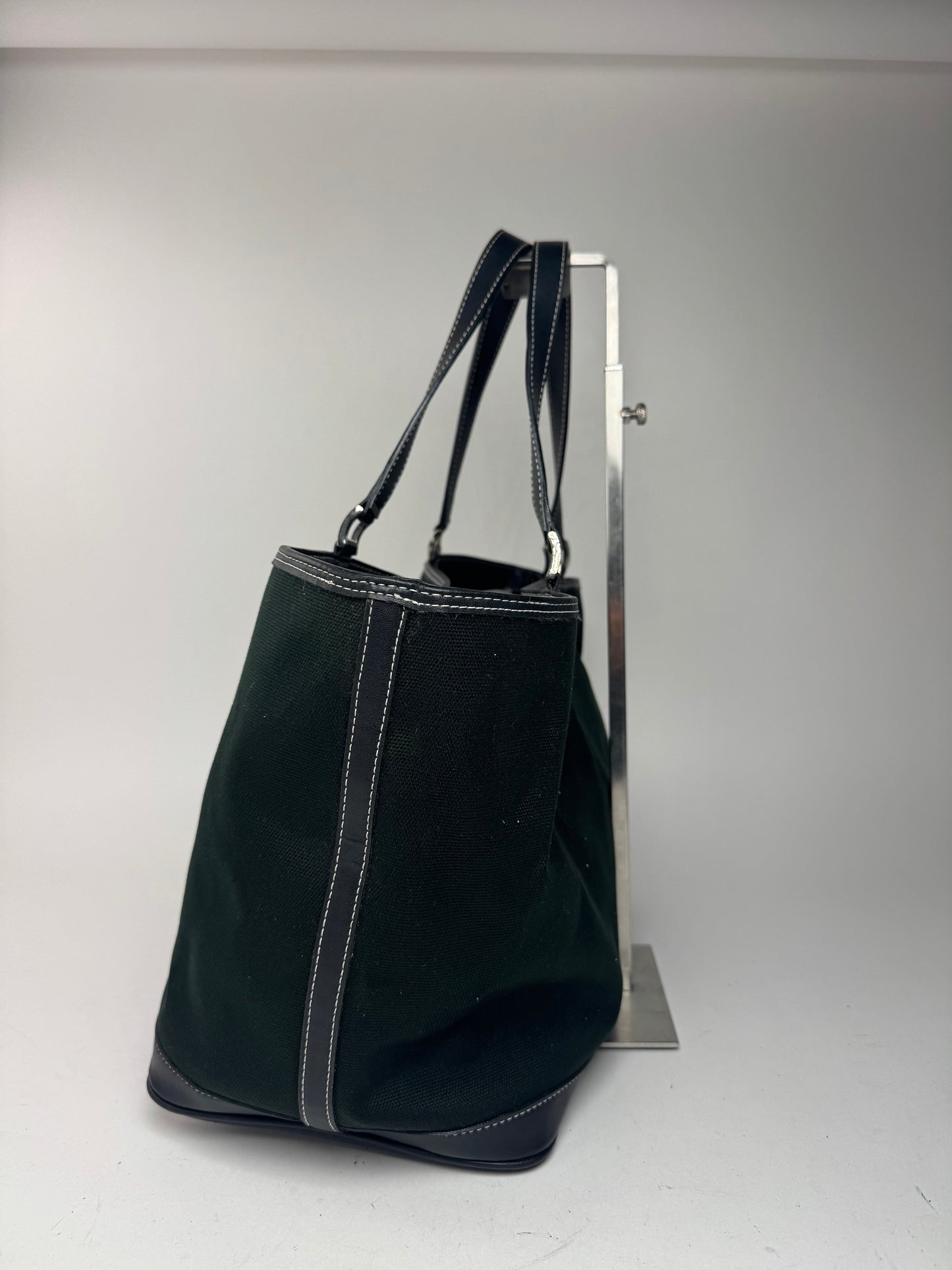 Sac cabas vintage en toile et cuir Courreges noir