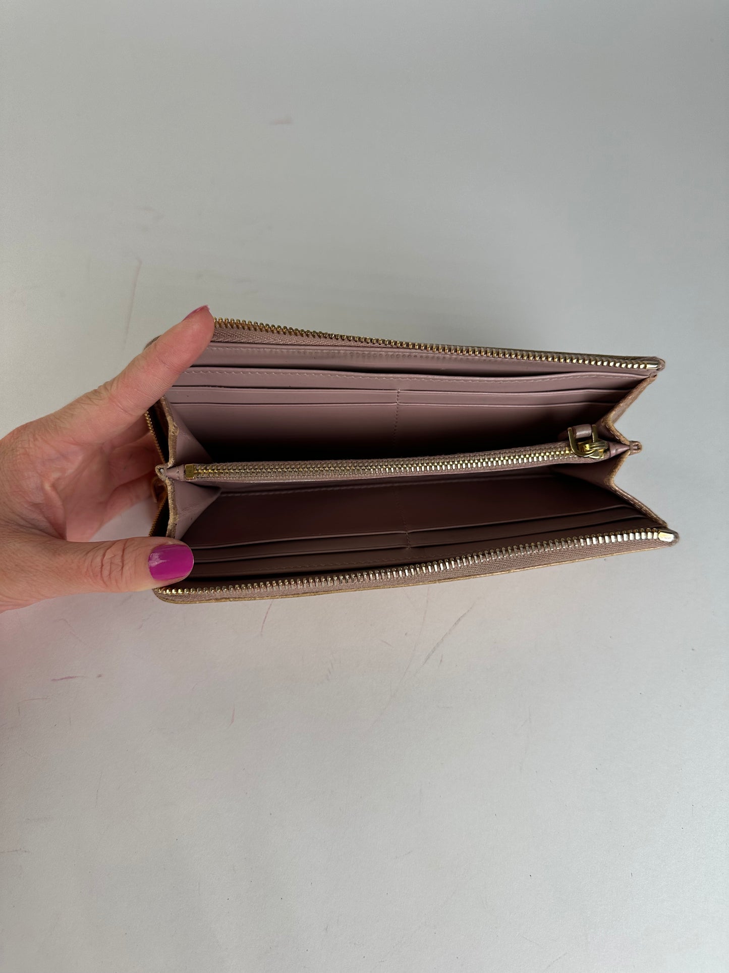 Vintage Miu Miu Crocodile Emblossed Leather Long Wallet Beige Brown