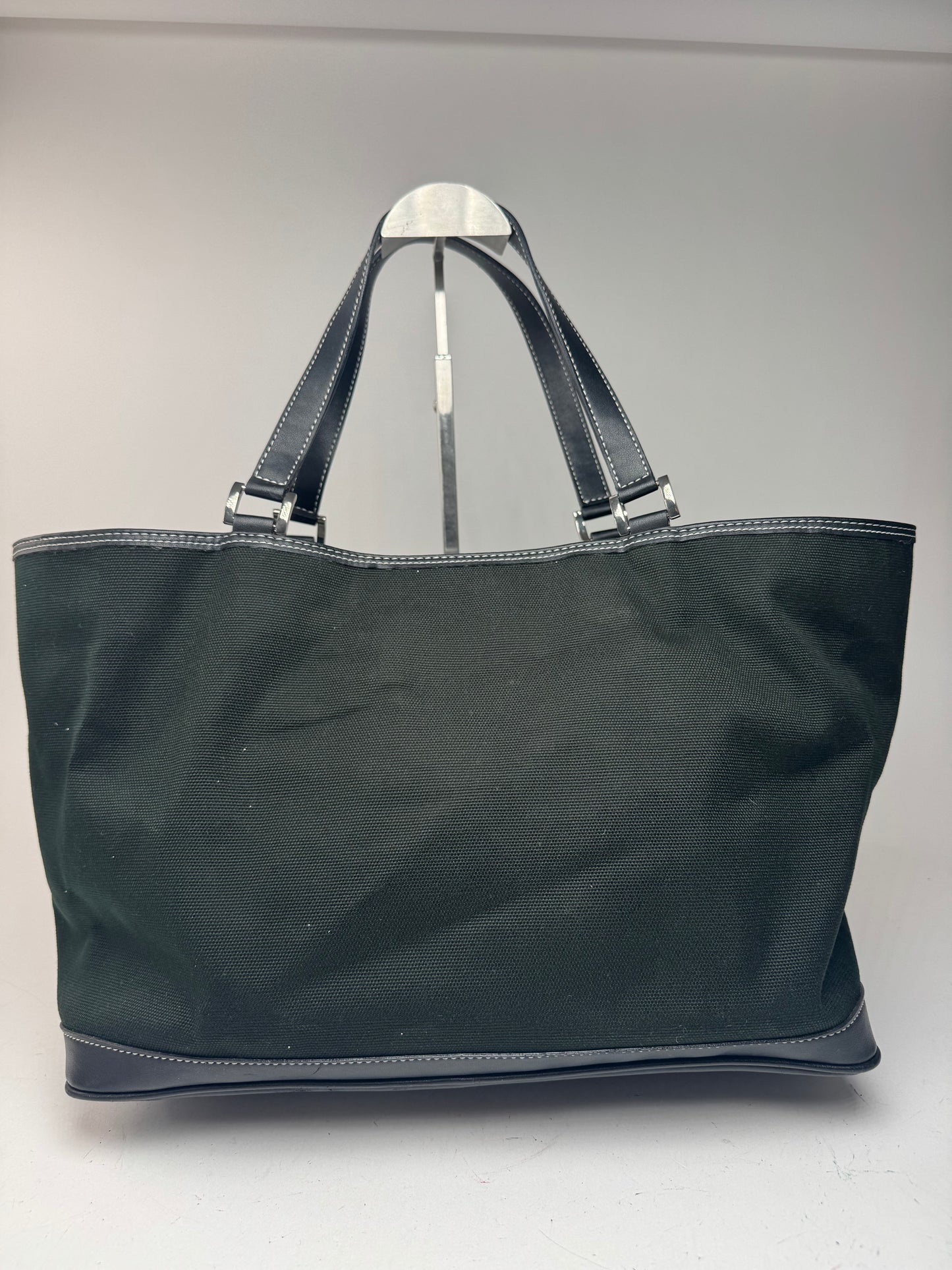 Sac cabas vintage en toile et cuir Courreges noir