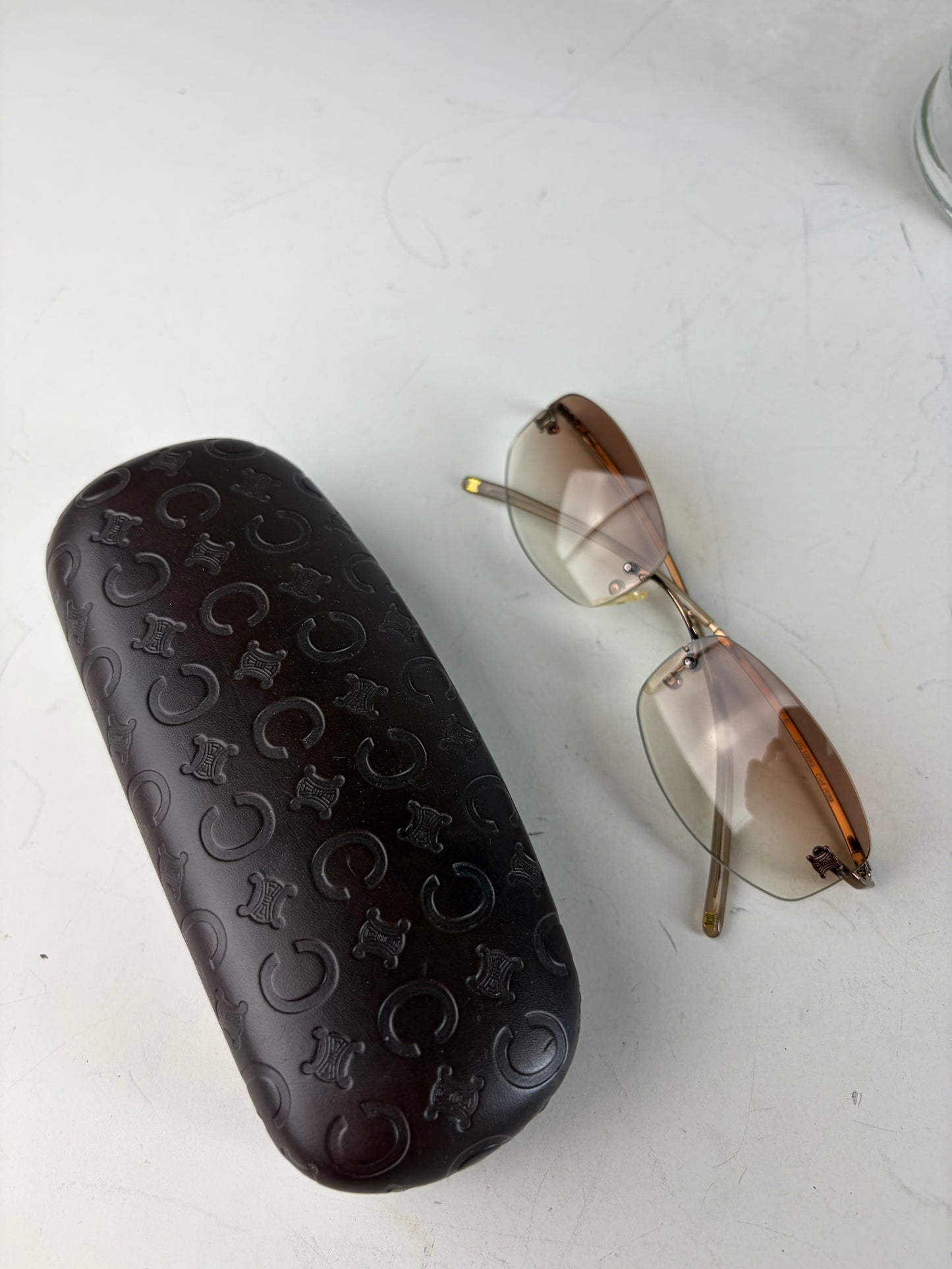 Vintage Celine Metal Sunglasses Brown Gradient Gold-Tone