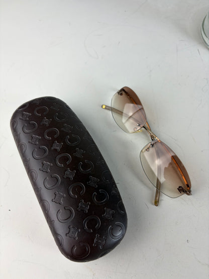 Vintage Celine Metal Sunglasses Brown Gradient Gold-Tone