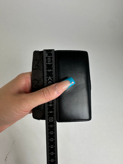Vintage Gucci GG Supreme Card Holder Black Brown Silver