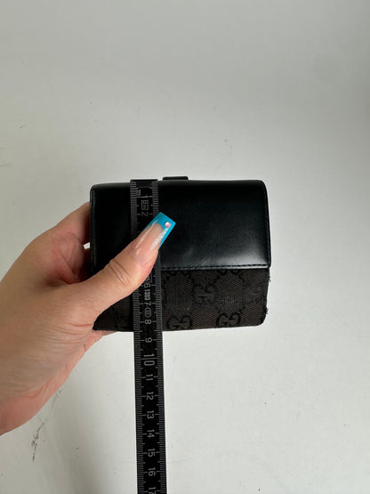 Vintage Gucci GG Supreme Card Holder Black Brown Silver