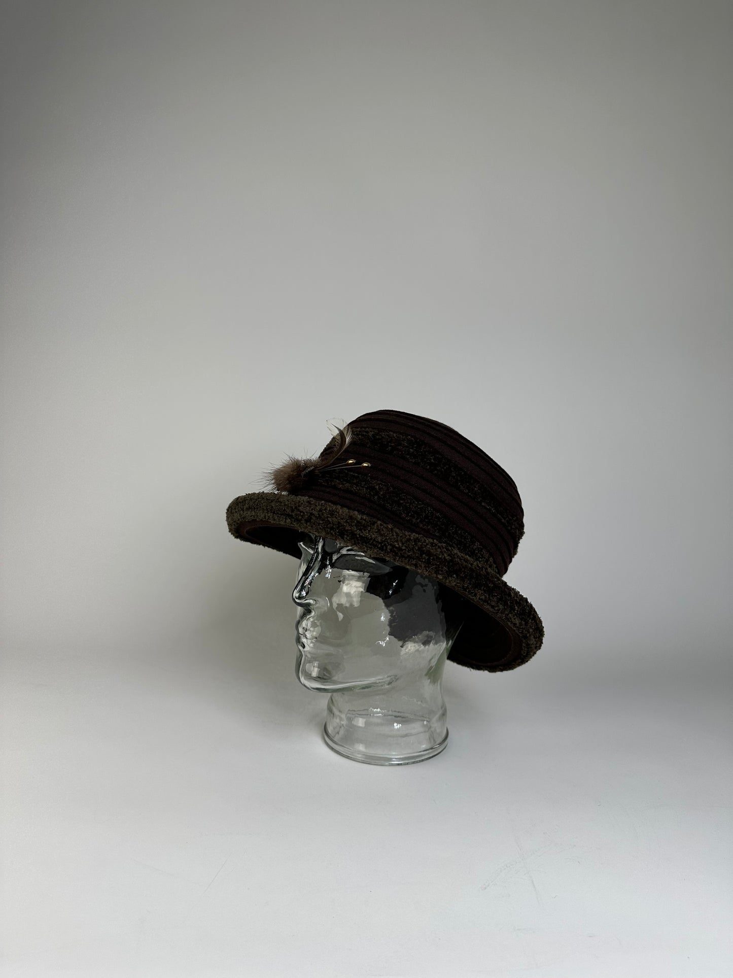 Vintage Givenchy Wool Felt Hat Dark Brown Olive Green