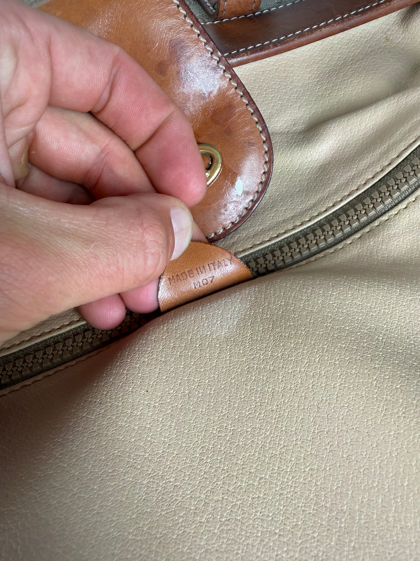 Vintage Celine Monogram Canvas Tote Beige Brown Gold