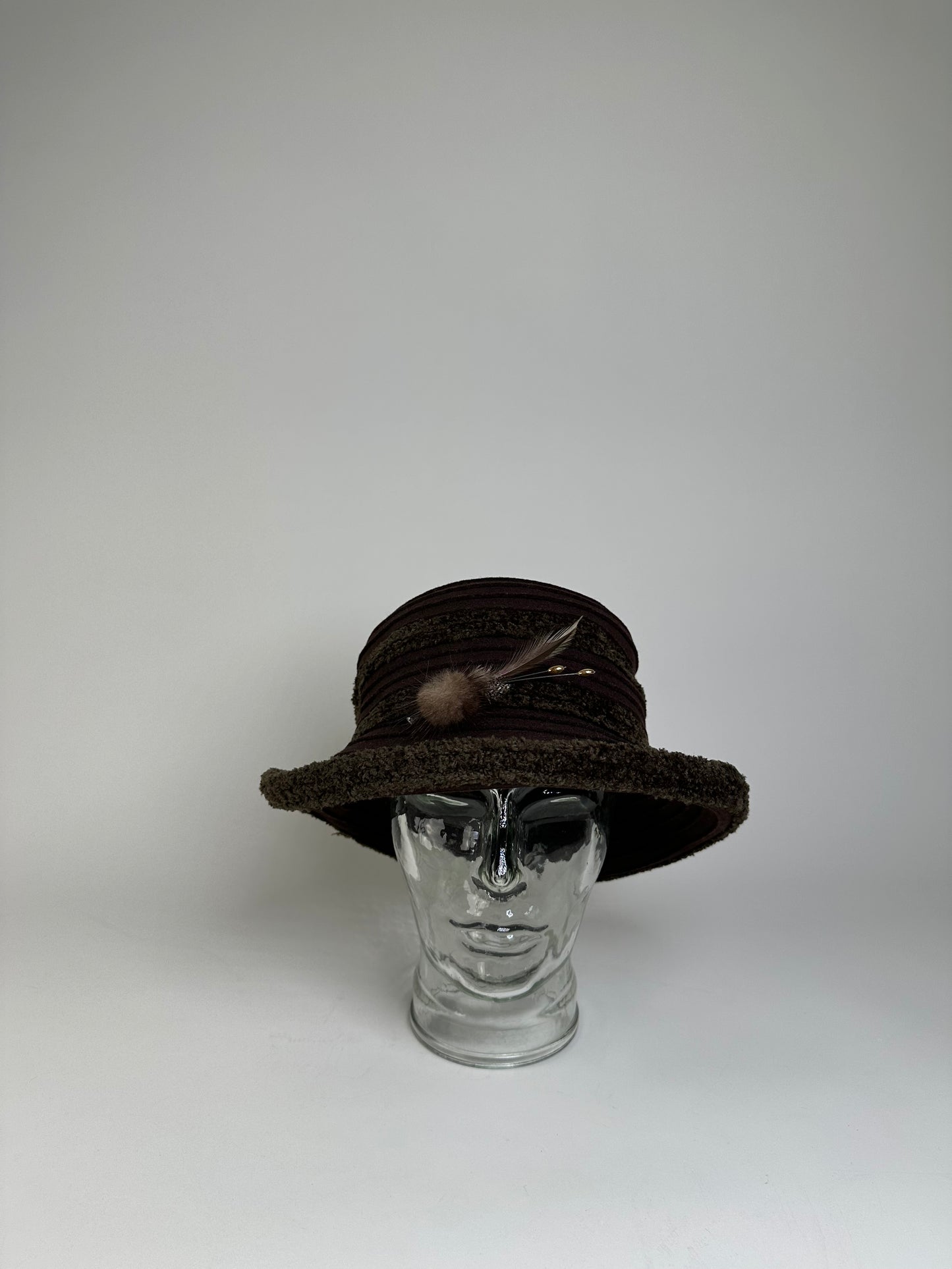 Vintage Givenchy Wool Felt Hat Dark Brown Olive Green