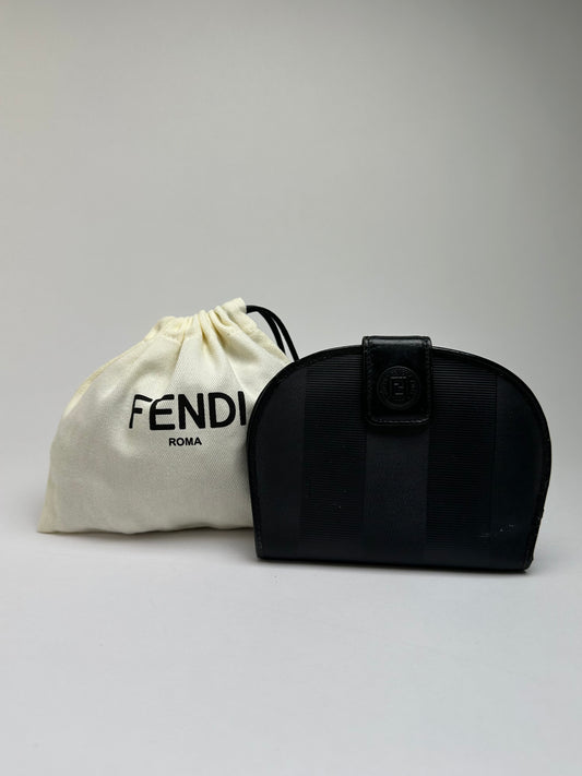 Vintage Fendi Pequin Stripe Cardholder Late 1980s–1990s Black