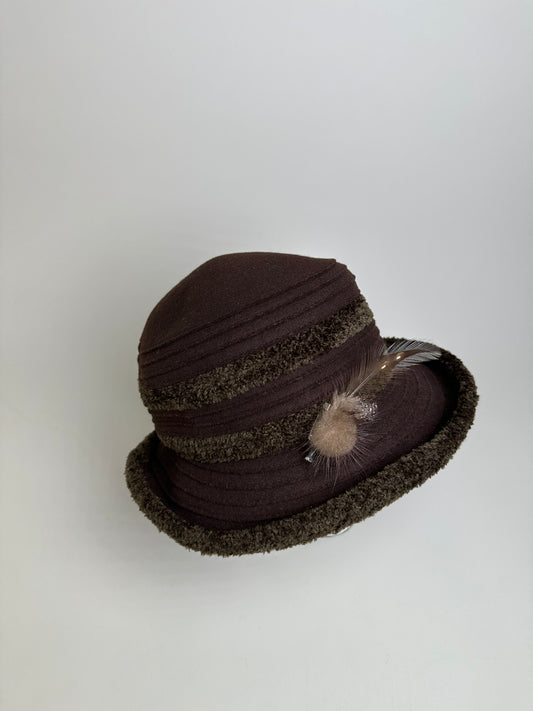 Vintage Givenchy Wool Felt Hat Dark Brown Olive Green