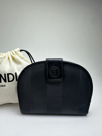 Vintage Fendi Pequin Stripe Cardholder Late 1980s–1990s Black