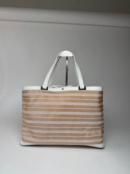 Vintage Courreges Paris 2 Way Shopper beige white