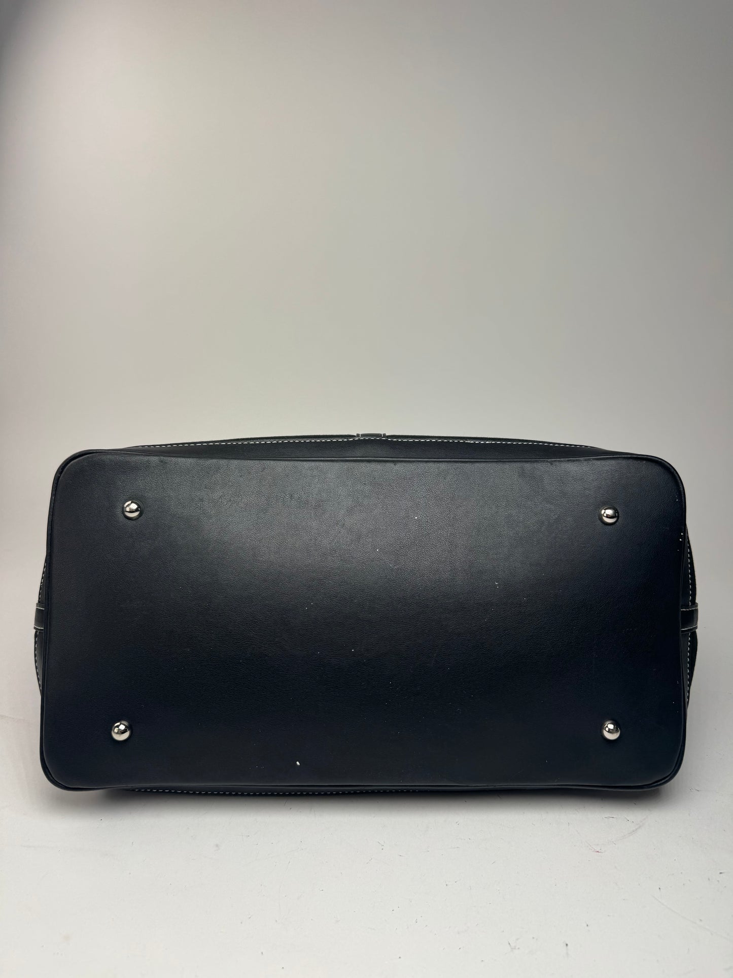 Sac cabas vintage en toile et cuir Courreges noir