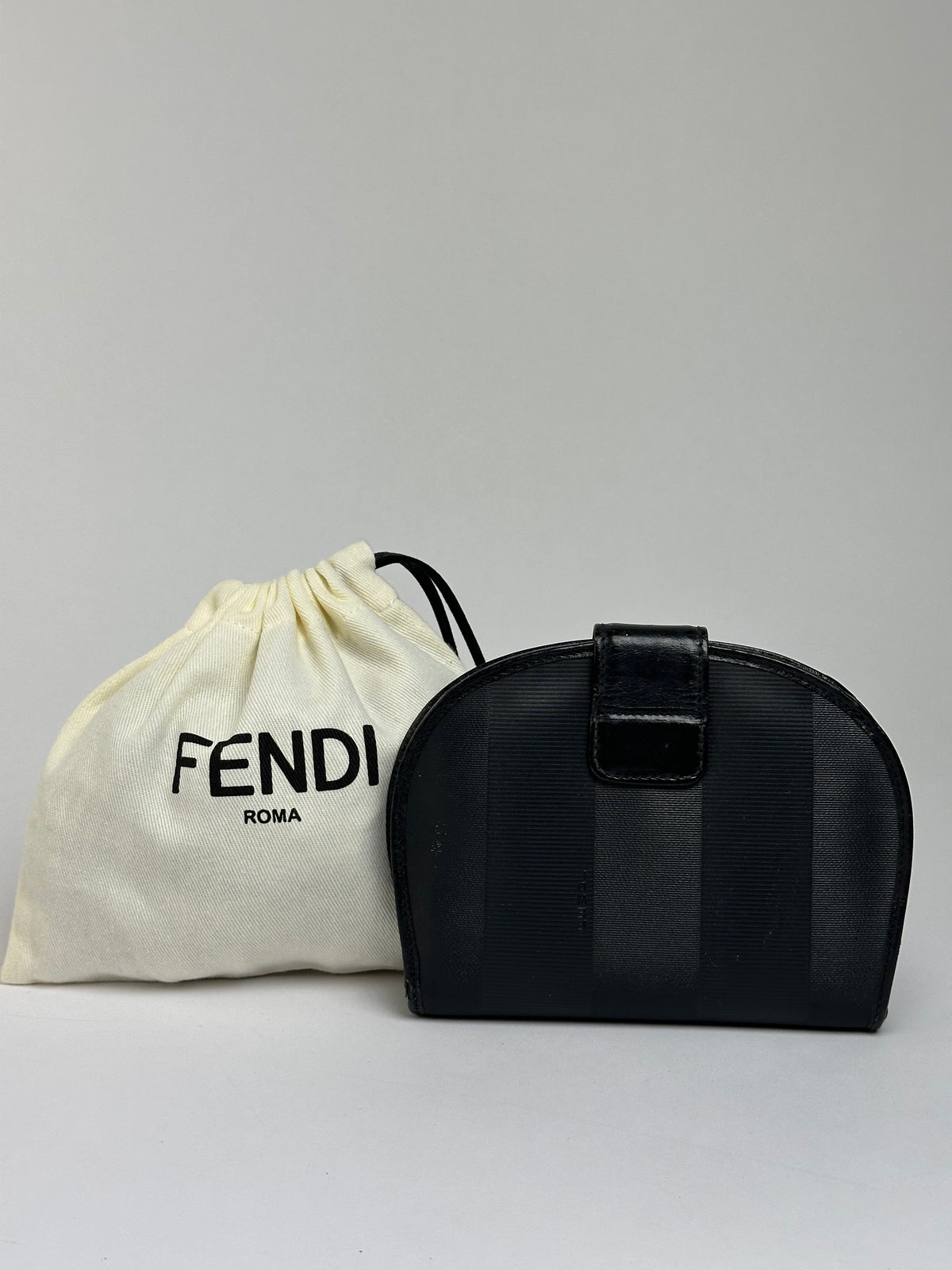 Vintage Fendi Pequin Stripe Cardholder Late 1980s–1990s Black