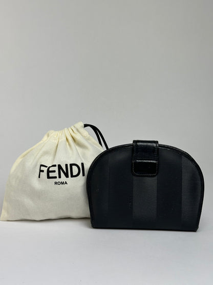 Vintage Fendi Pequin Stripe Cardholder Late 1980s–1990s Black