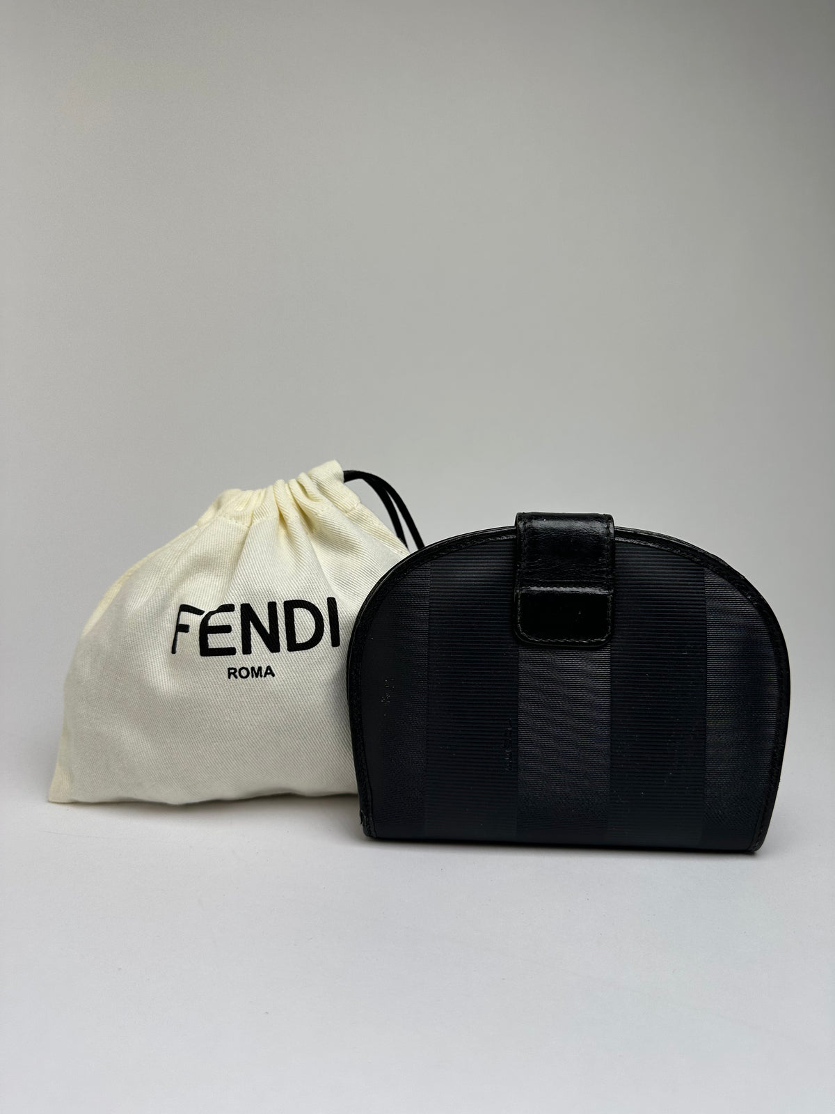 Vintage Fendi Pequin Stripe Cardholder Late 1980s–1990s Black