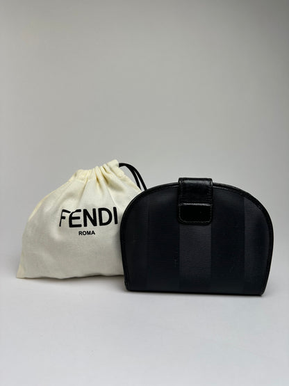Vintage Fendi Pequin Stripe Cardholder Late 1980s–1990s Black