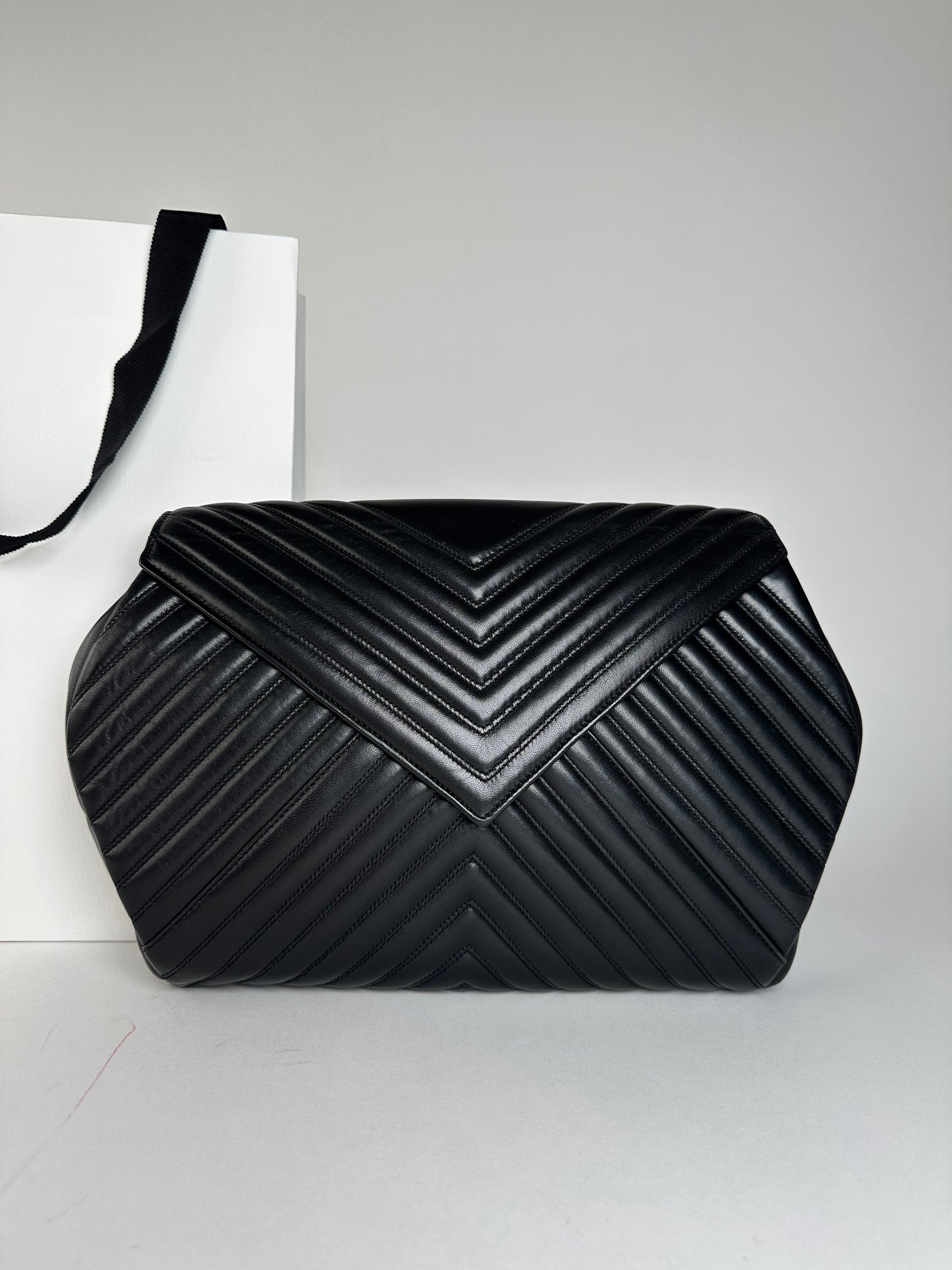 Vintage Givenchy Leather Clutch Abstract Black