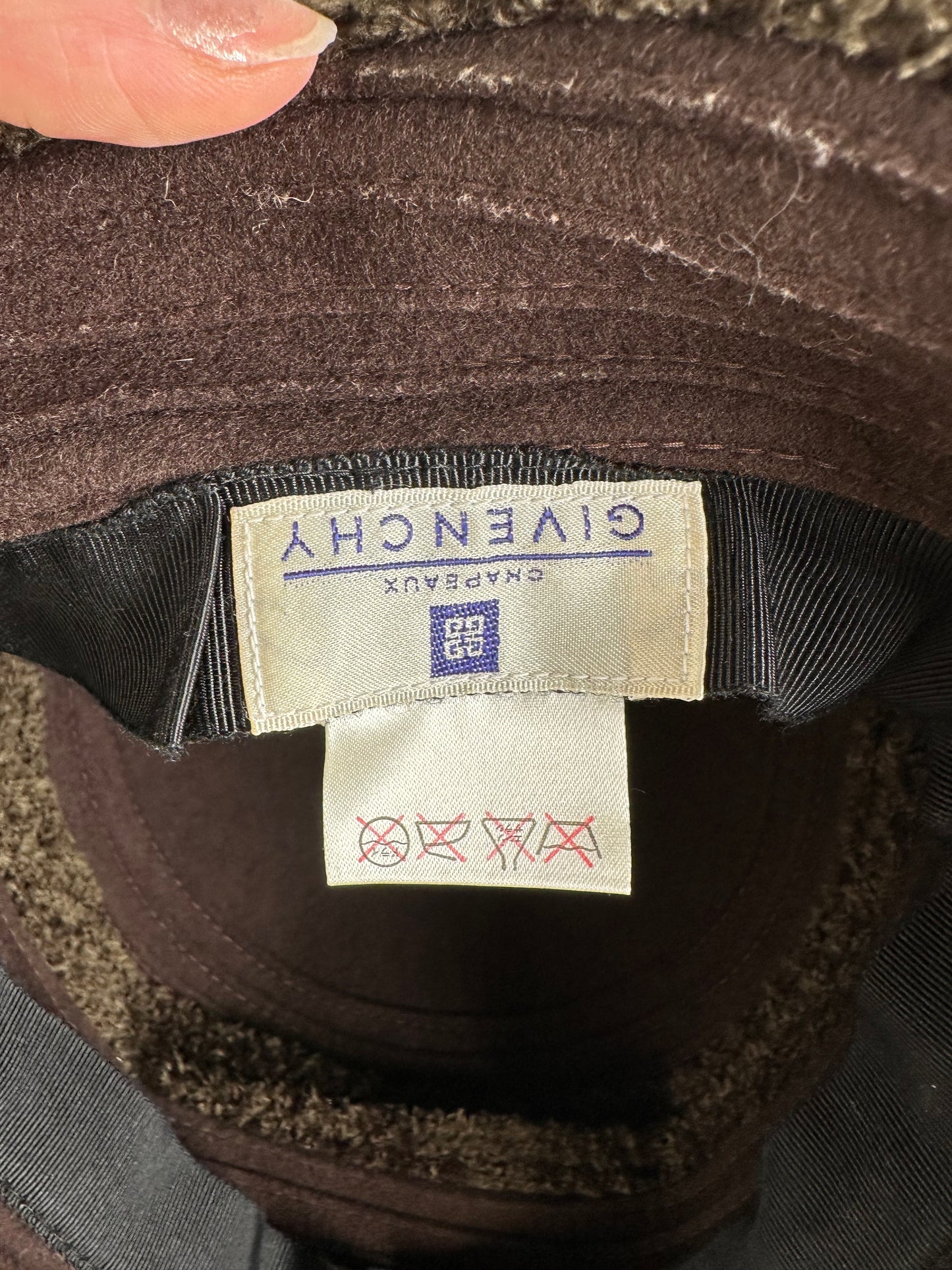 Vintage Givenchy Wool Felt Hat Dark Brown Olive Green