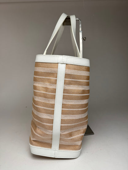 Vintage Courreges Paris 2 Way Shopper beige white