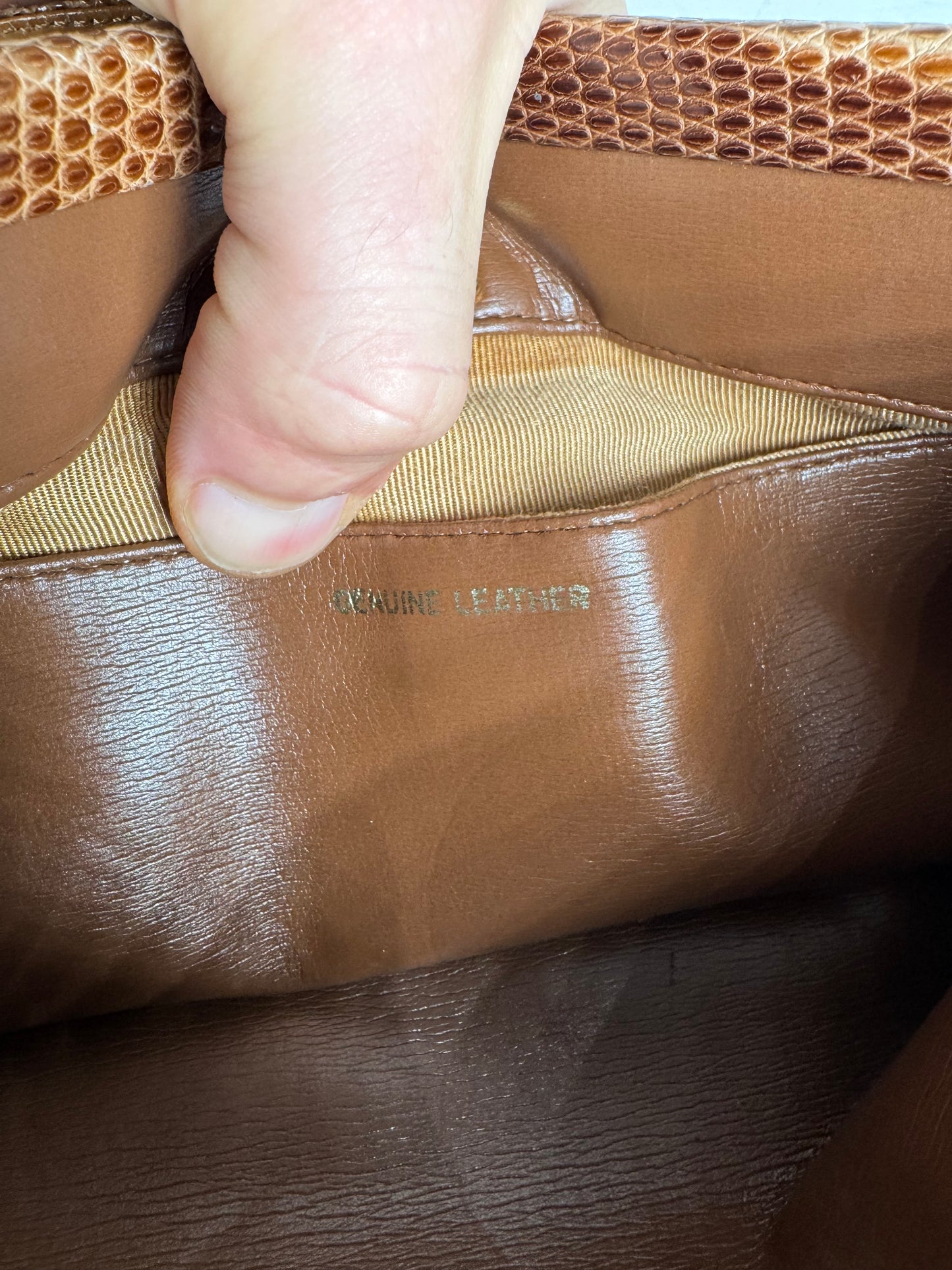 Vintage Givenchy Snake Embossed Leather Crossbody Bag Camel