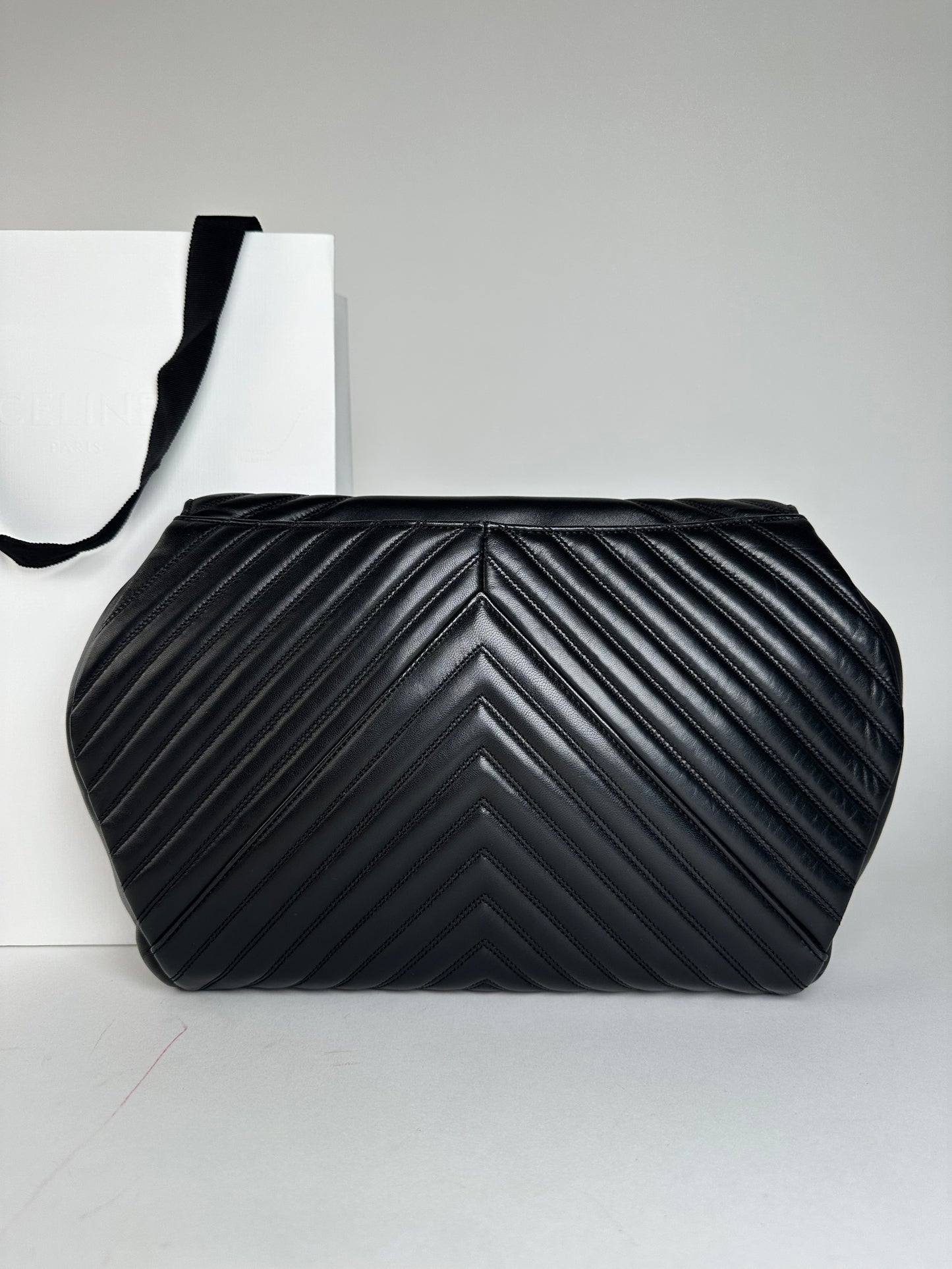 Vintage Givenchy Leather Clutch Abstract Black