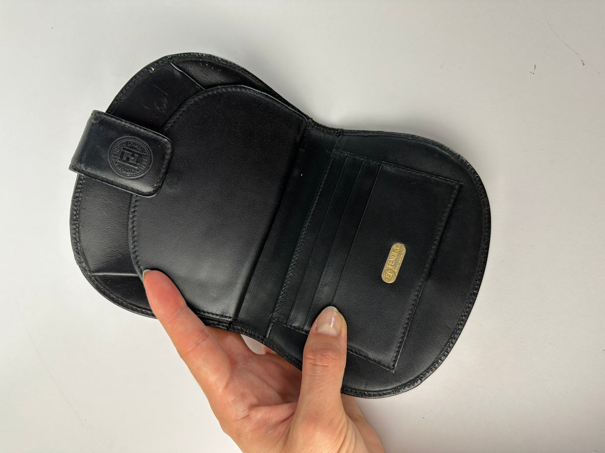 Vintage Fendi Pequin Stripe Cardholder Late 1980s–1990s Black