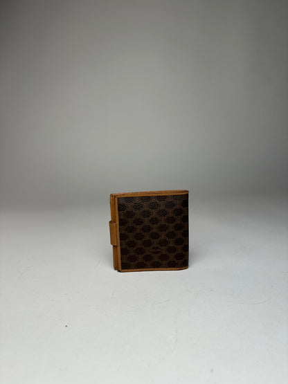 Vintage Celine Paris Triomphe Monogram Leather Wallet Brown