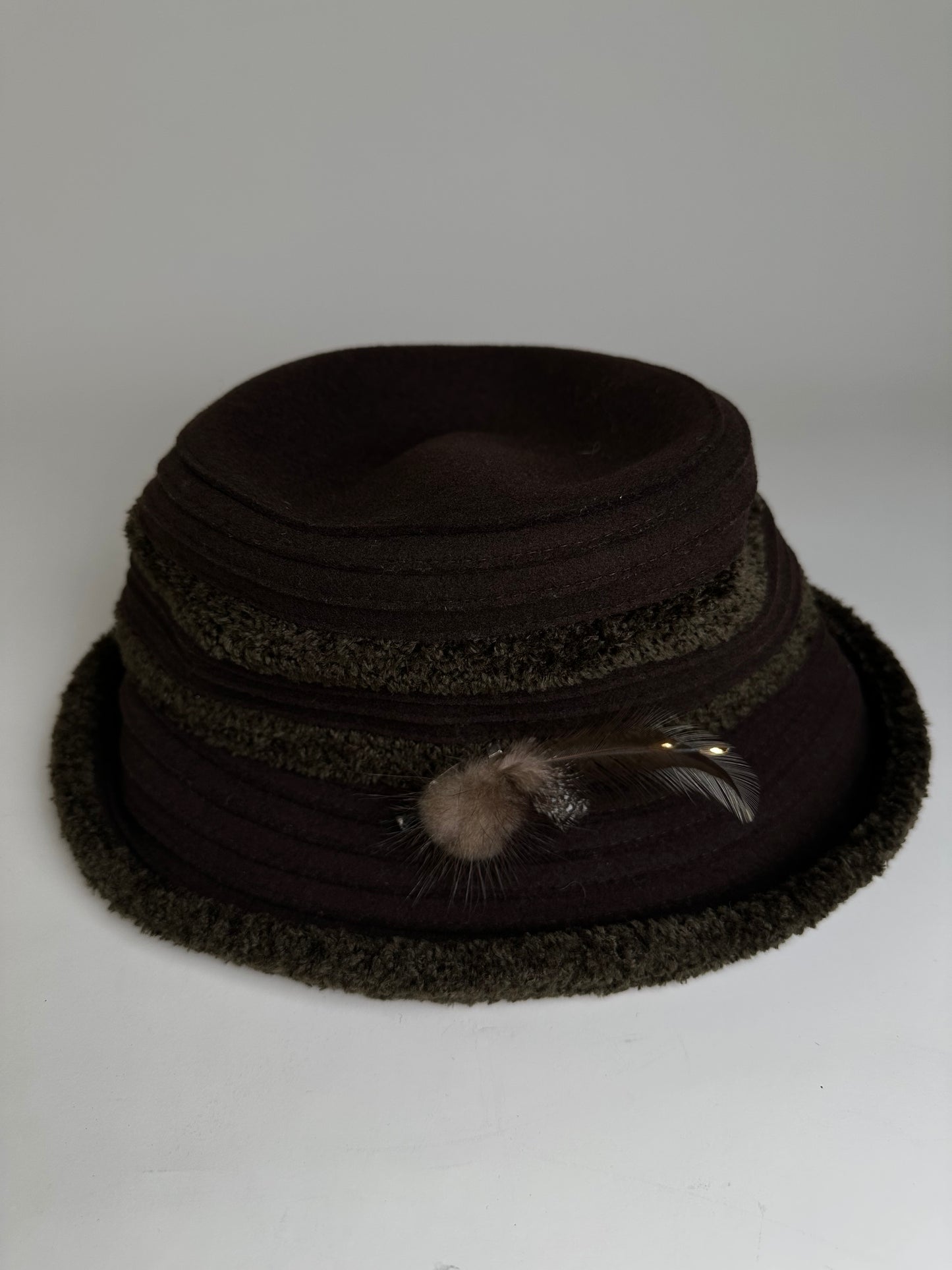 Vintage Givenchy Wool Felt Hat Dark Brown Olive Green
