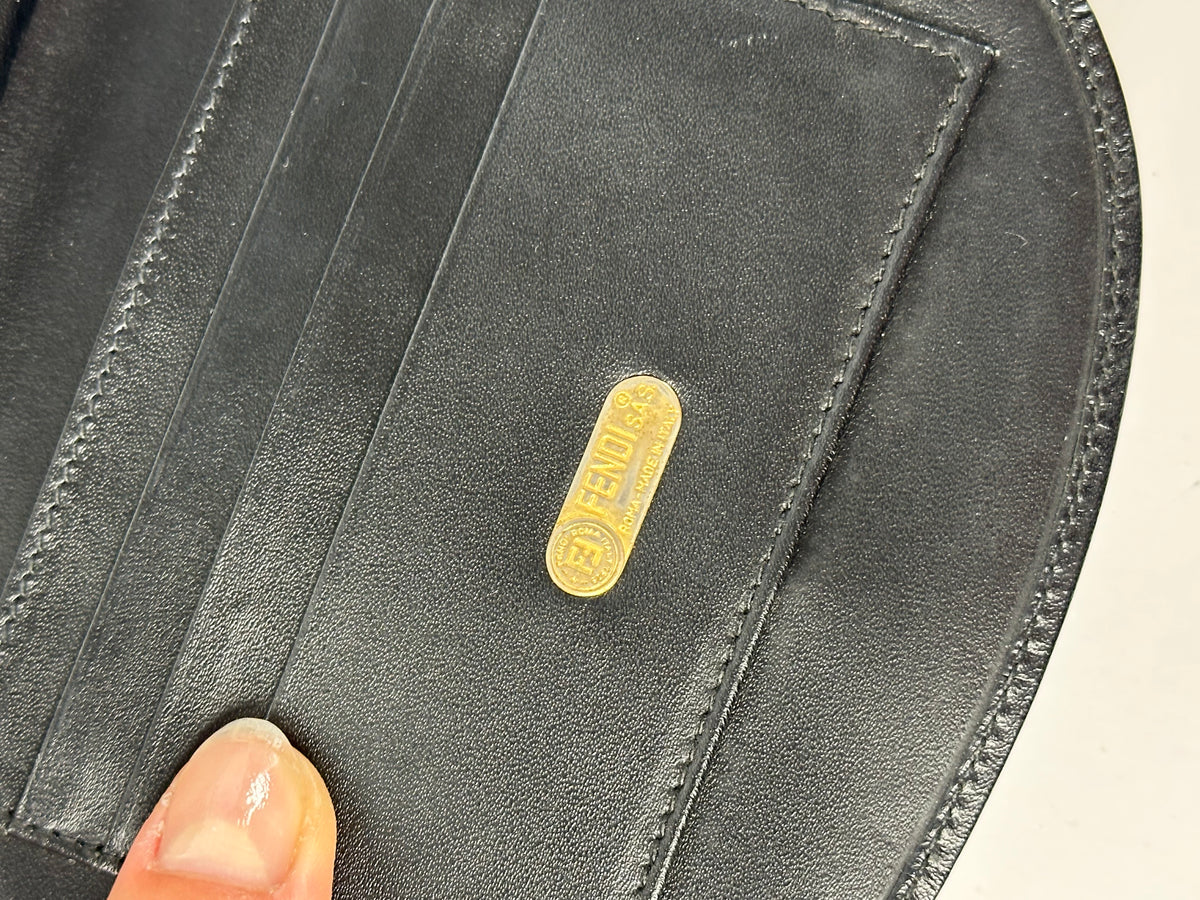 Vintage Fendi Pequin Stripe Cardholder Late 1980s–1990s Black