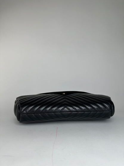 Vintage Givenchy Leather Clutch Abstract Black