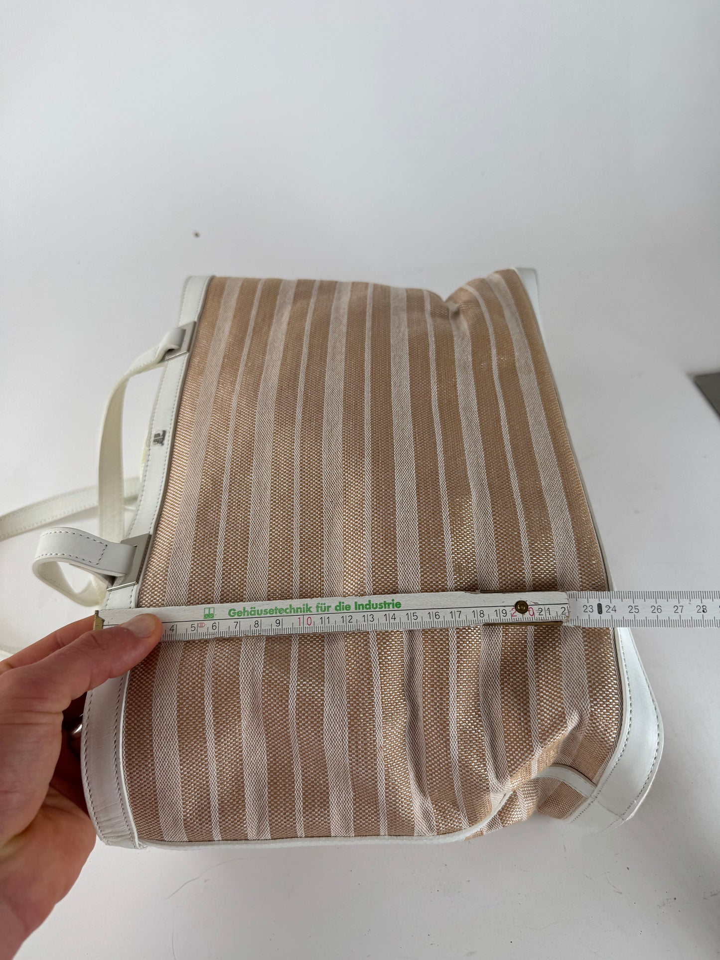 Vintage Courreges Paris 2 Way Shopper beige white