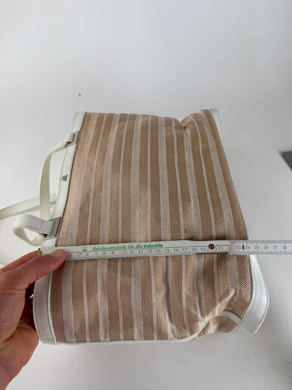 Vintage Courreges Paris 2 Way Shopper beige white