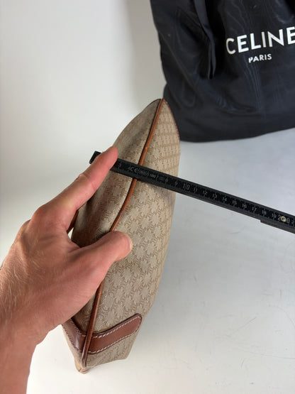 Vintage Celine Monogram Canvas Tote Beige Brown Gold