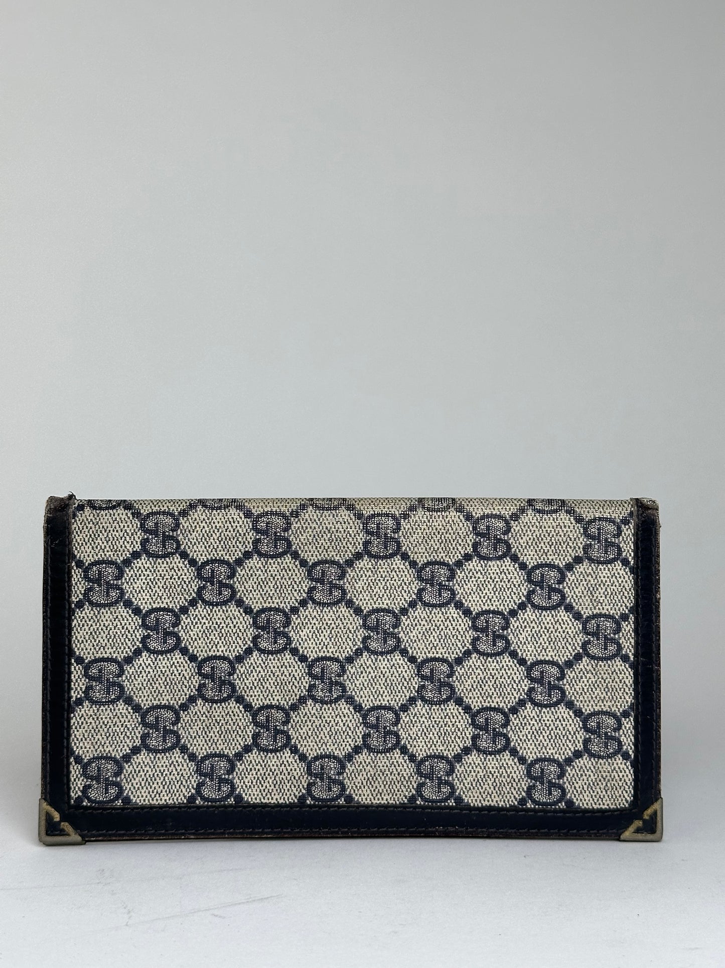 Vintage Gucci GG Supreme Canvas Wallet Beige Navy
