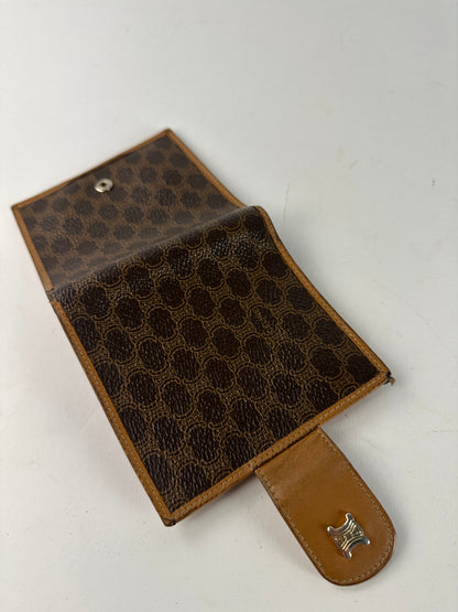 Vintage Celine Paris Triomphe Monogram Leather Wallet Brown