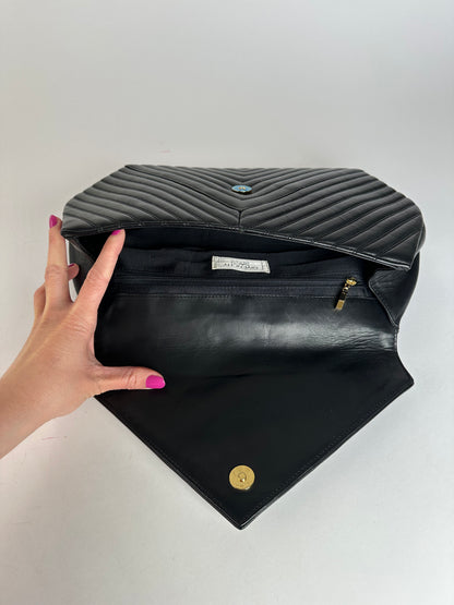 Vintage Givenchy Leather Clutch Abstract Black