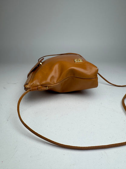 Vintage Givenchy Snake Embossed Leather Crossbody Bag Camel