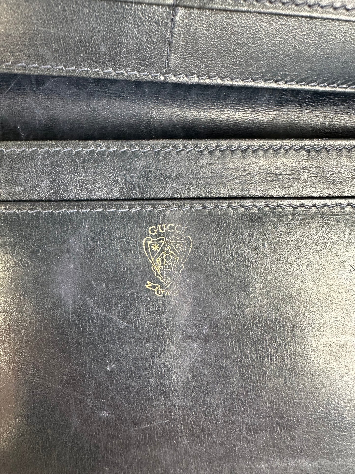 Vintage Gucci GG Supreme Canvas Wallet Beige Navy