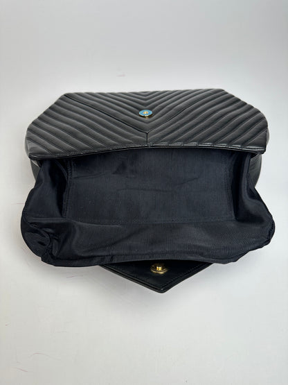 Vintage Givenchy Leather Clutch Abstract Black