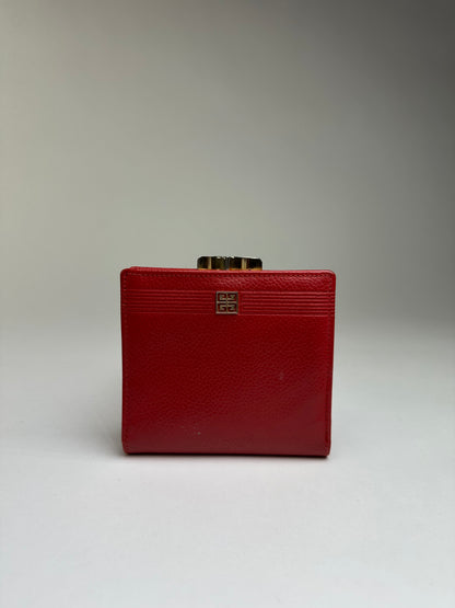 Vintage Givenchy 4G Logo Bifold Wallet Late 1970s Red