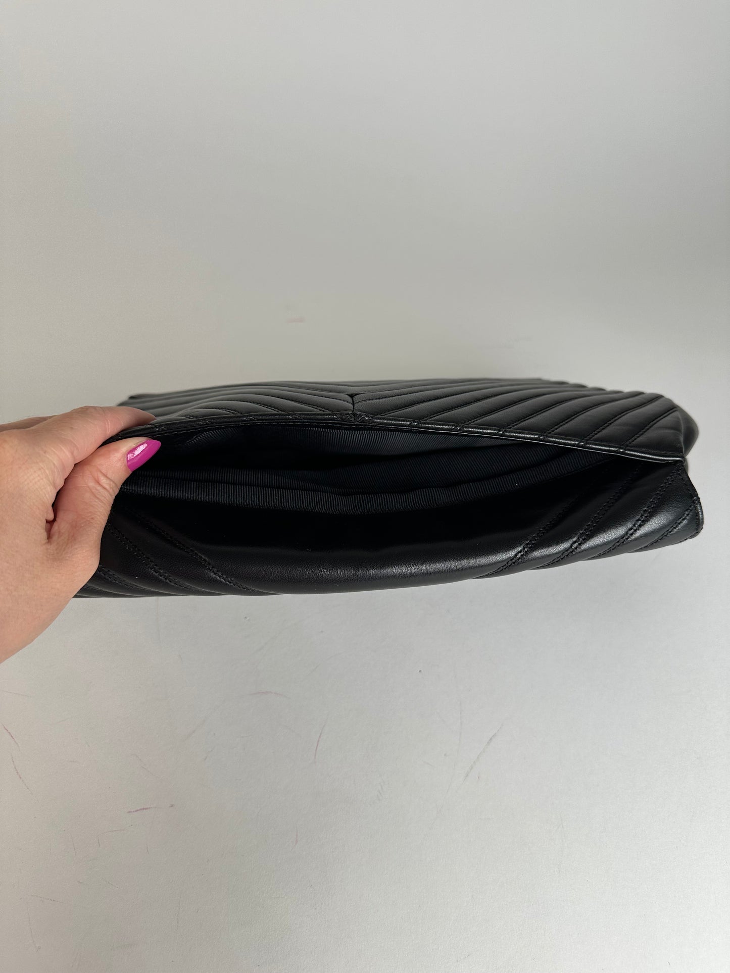 Vintage Givenchy Leather Clutch Abstract Black