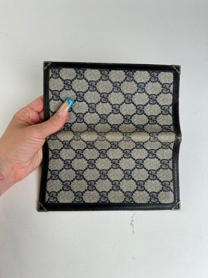 Vintage Gucci GG Supreme Canvas Wallet Beige Navy
