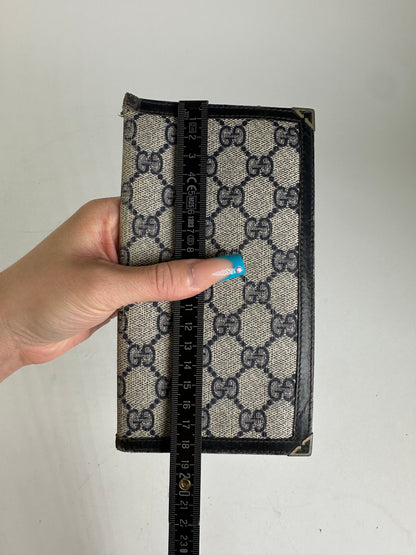 Vintage Gucci GG Supreme Canvas Wallet Beige Navy