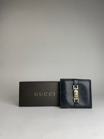 Vintage Gucci Monogram Jackie Leather Wallet Black