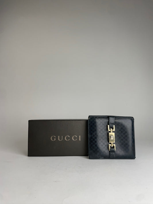 Vintage Gucci Monogram Jackie Leather Wallet Black