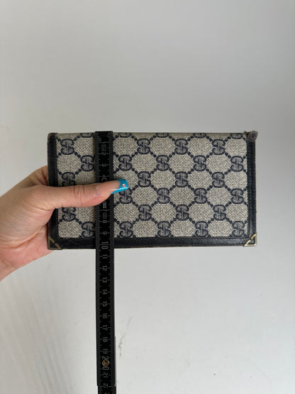 Vintage Gucci GG Supreme Canvas Wallet Beige Navy
