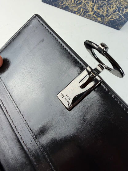 Vintage Dior Leather Wallet Black Silver-tone Clasp