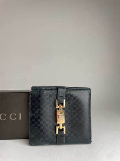 Vintage Gucci Monogram Jackie Leather Wallet Black