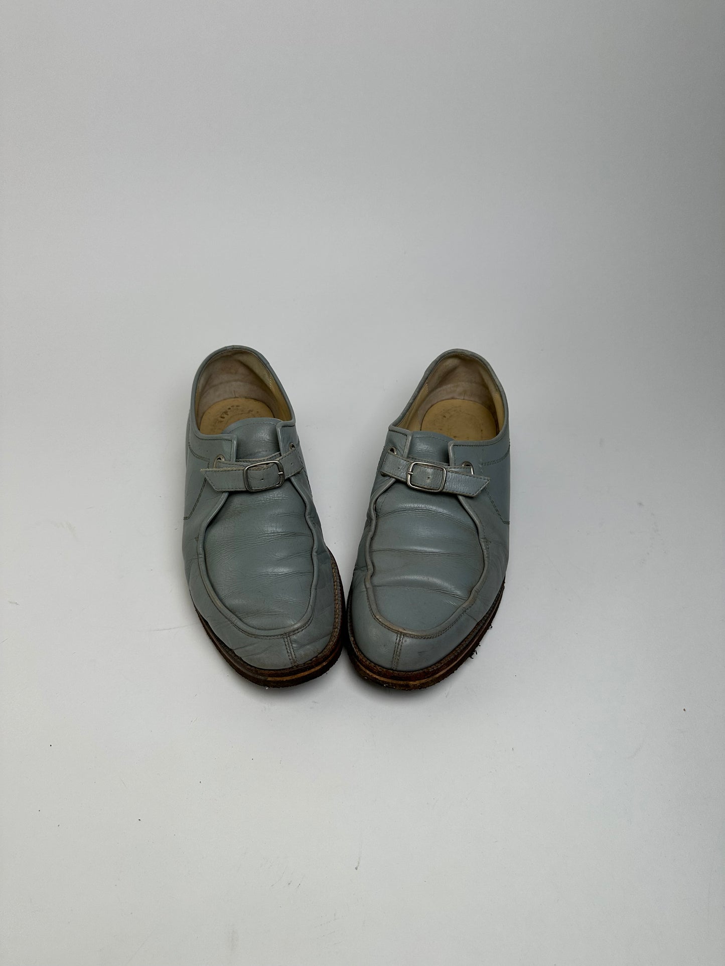 Vintage Comme des Garçons Leather Monk Strap Shoes Light Blue EU26.5